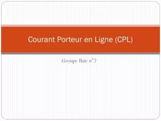 courant porteur en ligne cpl