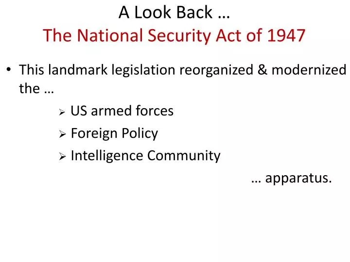a look back the national security act of 1947