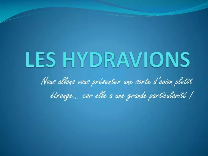 les hydravions