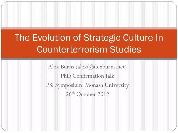 the evolution of strategic culture in counterterrorism studies