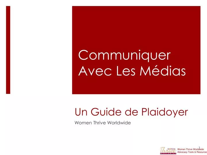 un guide de plaidoyer