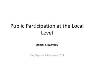 Public Participation at the Local Level