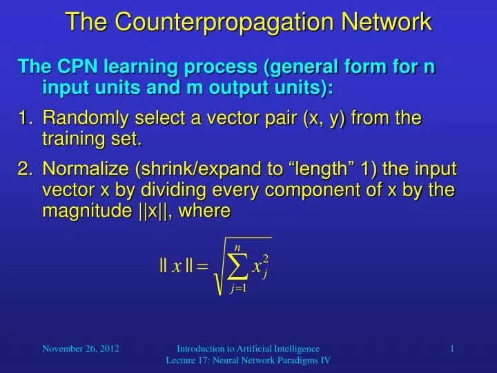the counterpropagation network