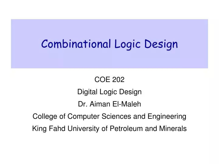 combinational logic design