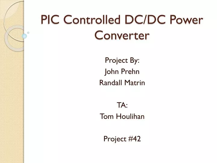 pic controlled dc dc power converter