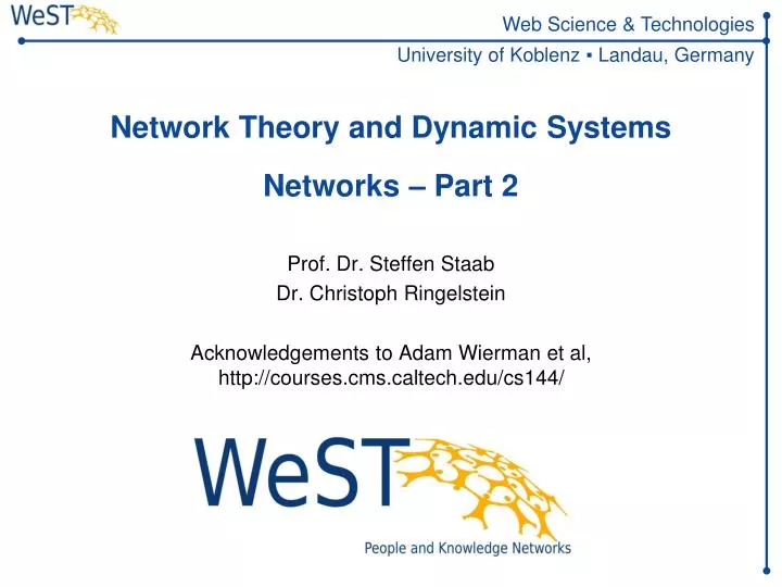 network theory and dynamic systems networks part 2