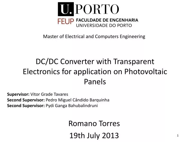 dc dc converter with transparent electronics for application on photovoltaic panels