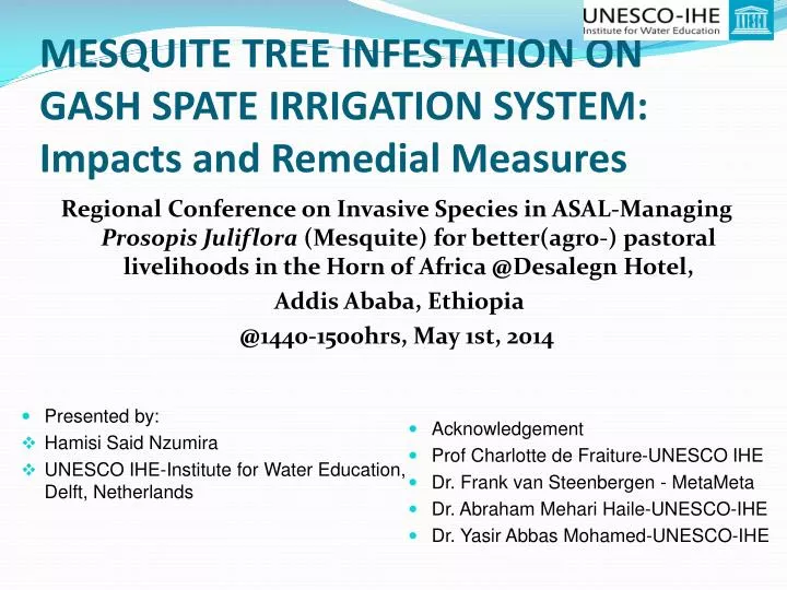 mesquite tree infestation on gash spate irrigation system impacts and remedial measures