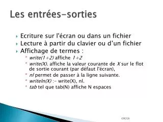 les entr es sorties