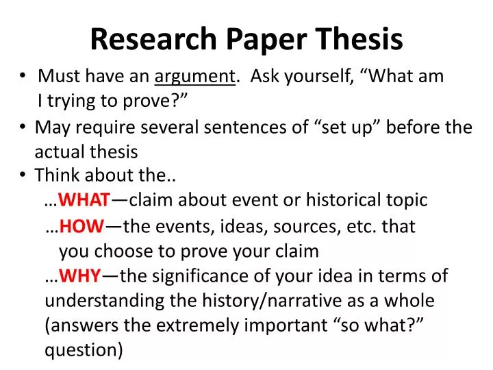 purpose of research paper thesis