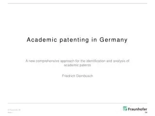 Academic patenting in Germany