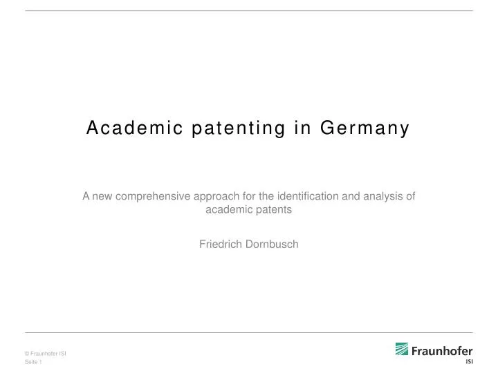academic patenting in germany