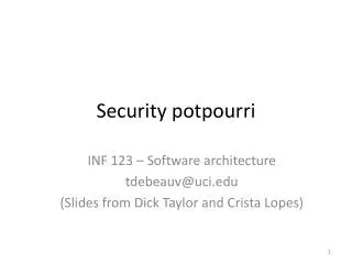 Security potpourri