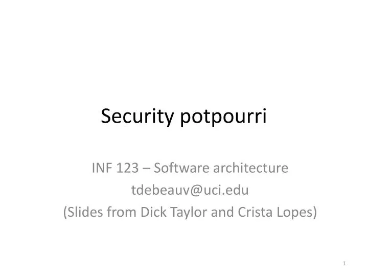 security potpourri