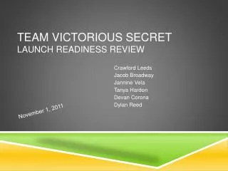 Team Victorious Secret Launch Readiness Review