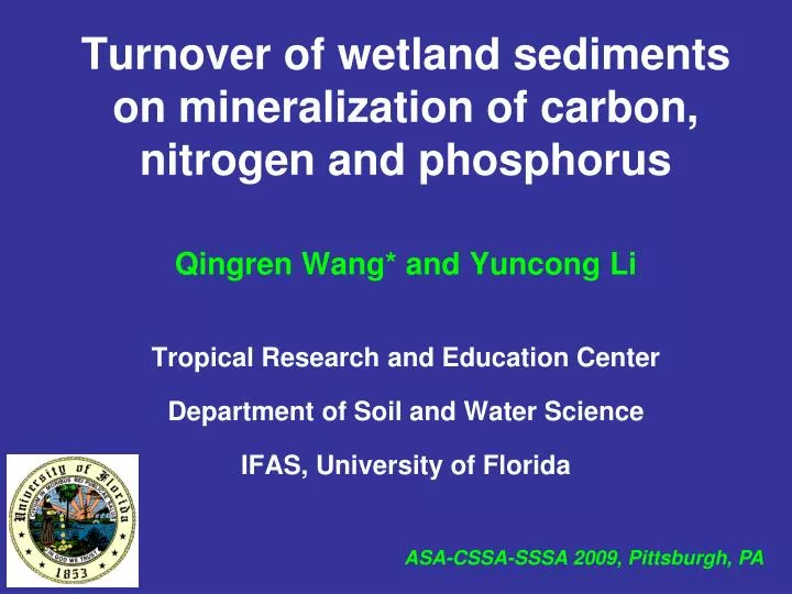 turnover of wetland sediments on mineralization of carbon nitrogen and phosphorus