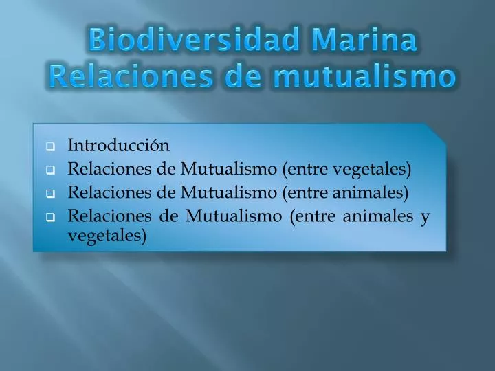 biodiversidad marina relaciones de mutualismo