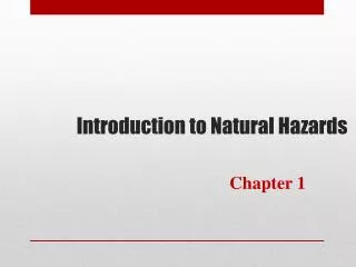 Introduction to Natural Hazards