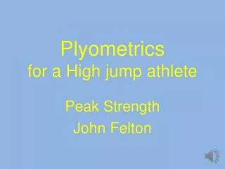 Plyometrics for a High jump athlete