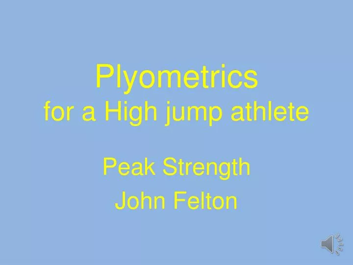 plyometrics for a high jump athlete