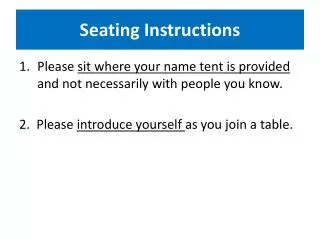 Seating Instructions
