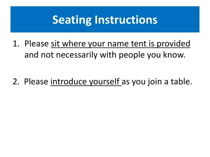 seating instructions