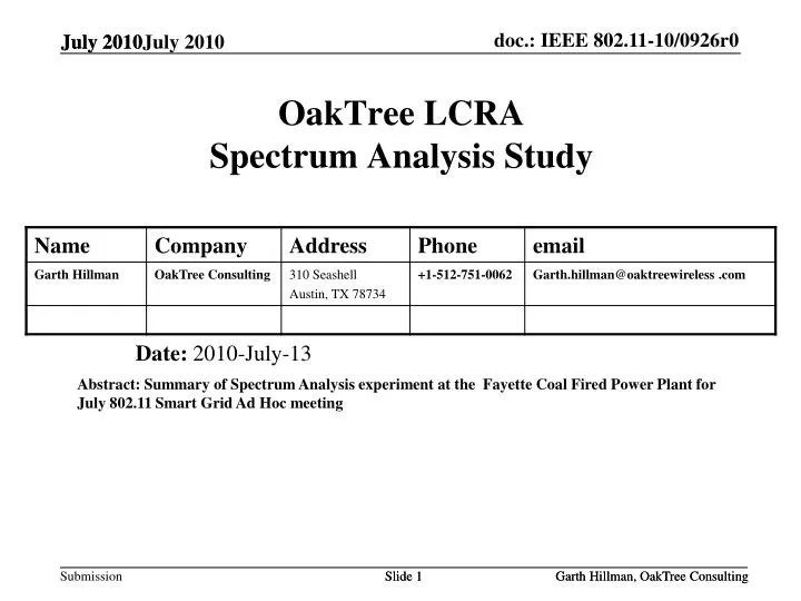 oaktree lcra spectrum analysis study