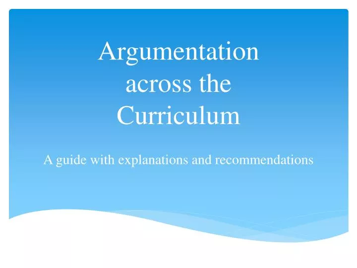 argumentation across the curriculum