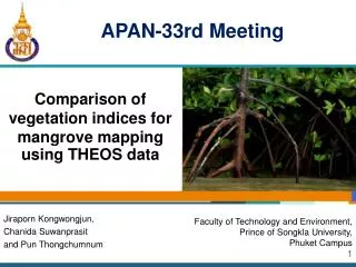 Comparison of vegetation indices for mangrove mapping using THEOS data
