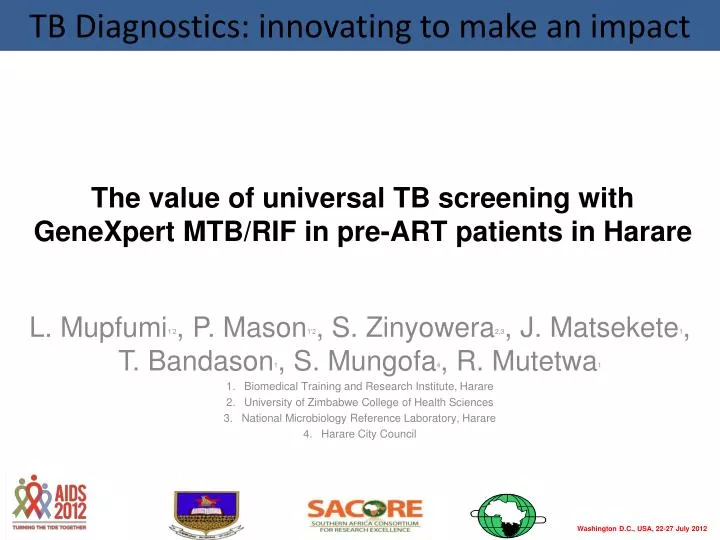 the value of universal tb screening with genexpert mtb rif in pre art patients in harare