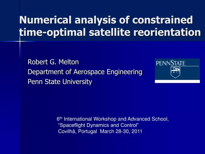 numerical analysis of constrained time optimal satellite reorientation