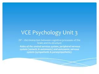 VCE Psychology Unit 3