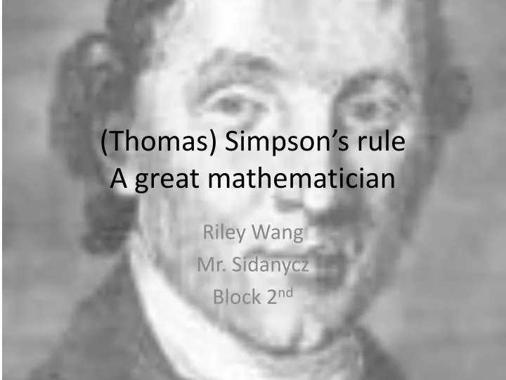 thomas simpson s rule a great mathematician