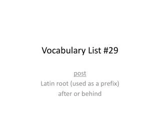Vocabulary List #29