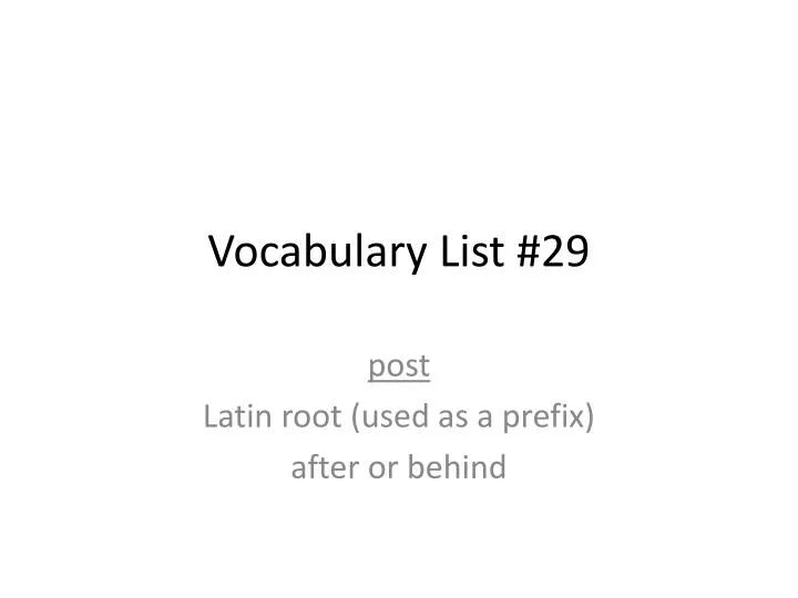 vocabulary list 29