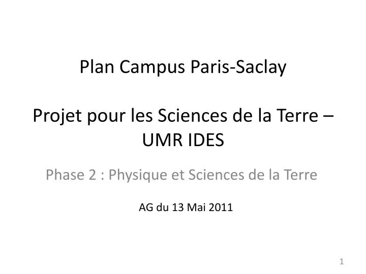 plan campus paris saclay projet pour les sciences de la terre umr ides