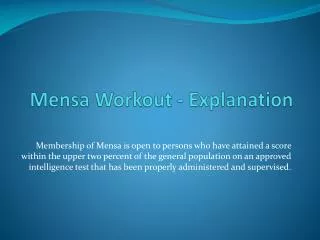 Mensa Workout - Explanation