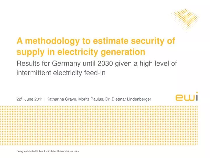 a methodology to estimate security of supply in electricity generation