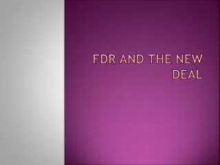 fdr and the new deal