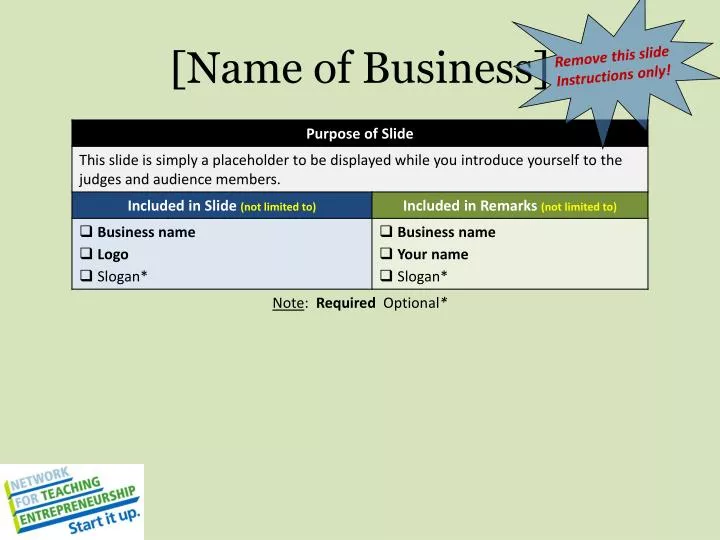 name of business