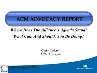 ACM ADVOCACY REPORT