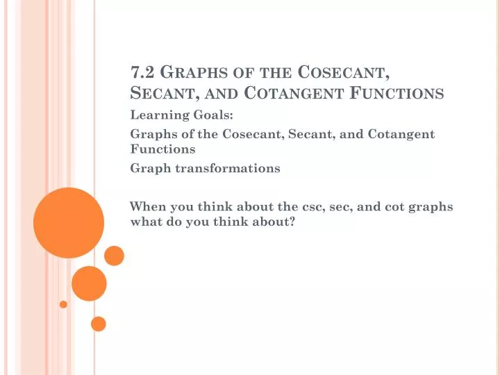 7 2 graphs of the cosecant secant and cotangent functions