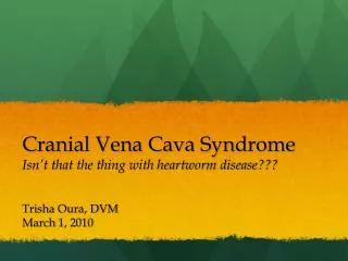 Cranial Vena Cava Syndrome Isn’t that the thing with heartworm disease???