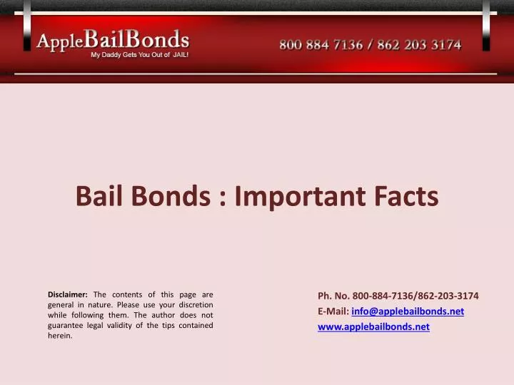 bail bonds important facts