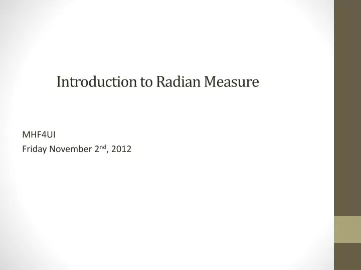 introduction to radian measure