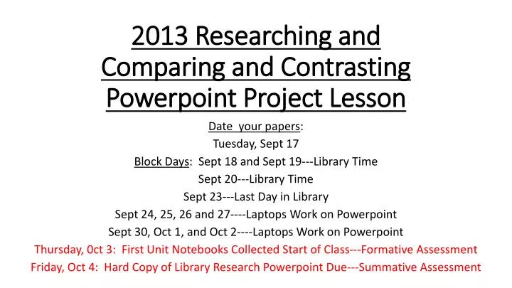 2013 researching and comparing and contrasting powerpoint project lesson