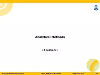 Analytical Methods (2 sessions)
