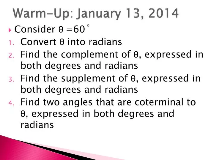 warm up january 13 2014