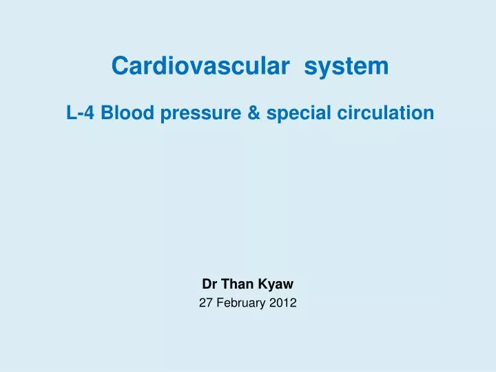 cardiovascular system l 4 blood pressure special circulation