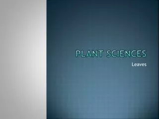 Plant Sciences